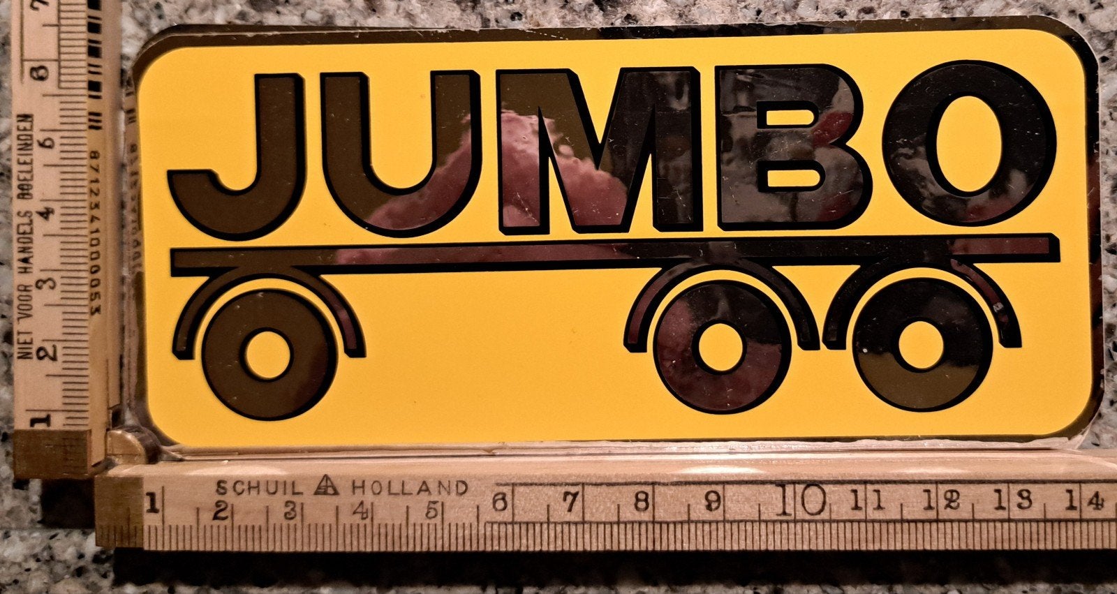Vintage spiegel sticker Jumbo trailer oplegger merk logo, Ophalen of Verzenden, Zo goed als nieuw