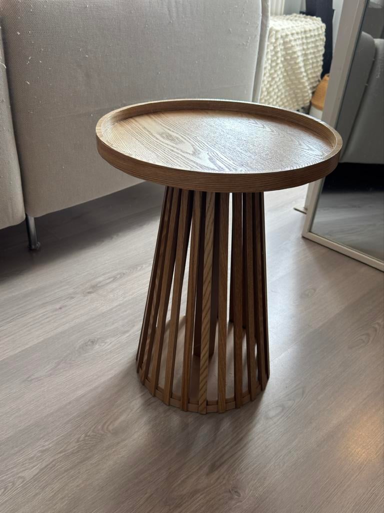 Ronde rotan sidetable, Huis en Inrichting, Tafels | Sidetables, Ophalen, Overige materialen, Rond, Minder dan 50 cm