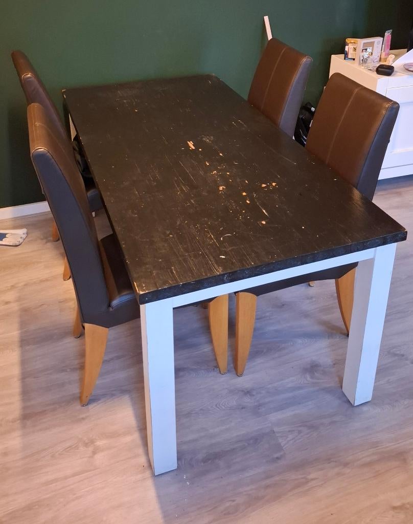 Tafel 180x90x79 (Lxbxh), Huis en Inrichting, Tafels | Eettafels, Ophalen, Gebruikt, 50 tot 100 cm, Zwart wit