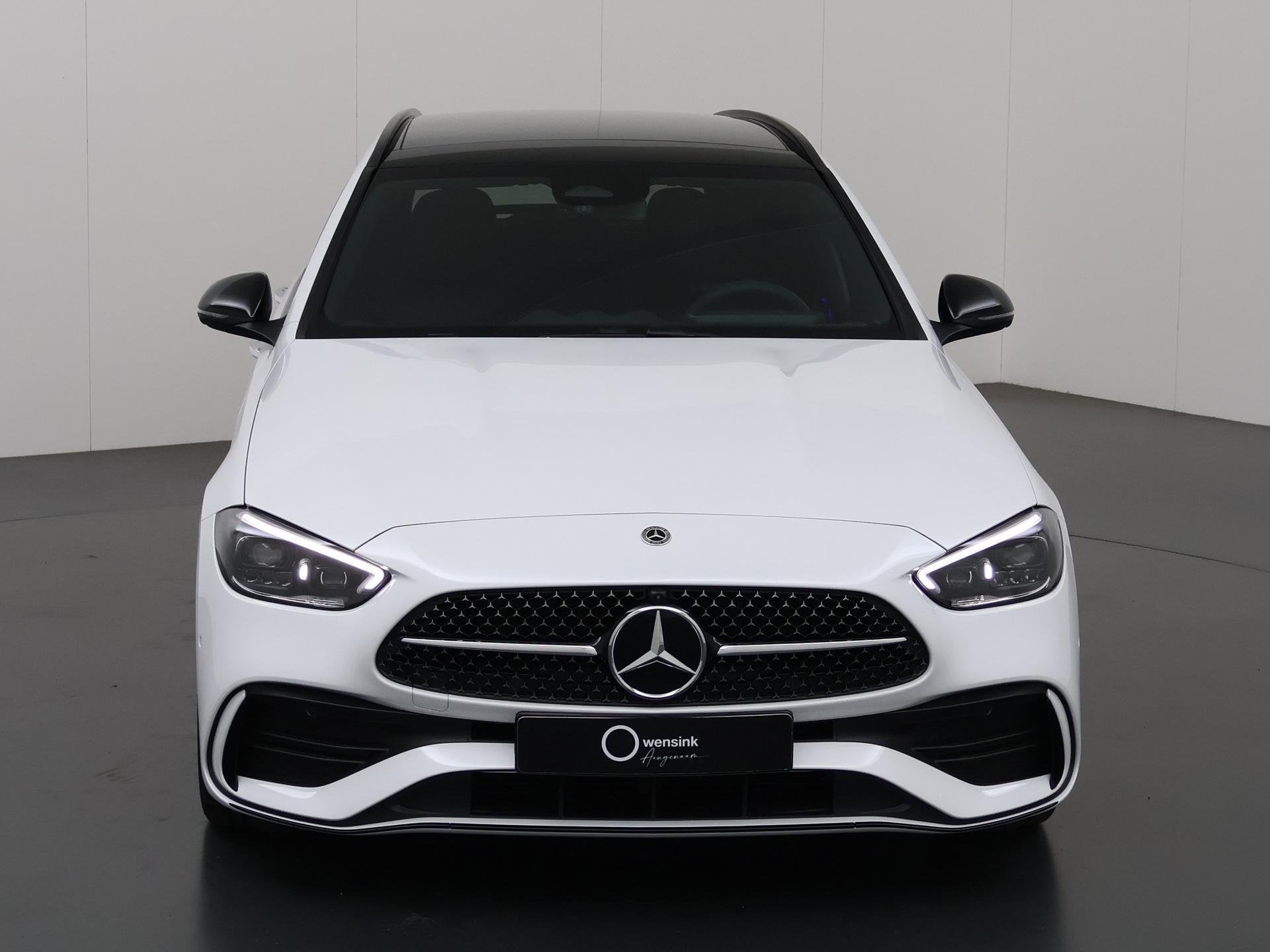 Mercedes-Benz C-klasse 180 Star Edition AMG Line | Panoramad, 4 cilinders, 1655 kg, Wit, 170 pk