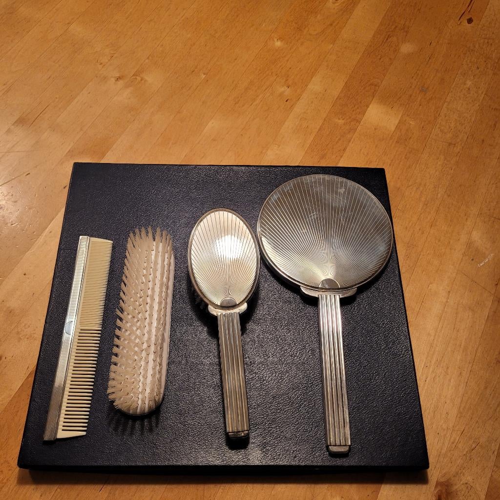 Vintage verzilverde 4 delige kapset, Ophalen of Verzenden, Zilver