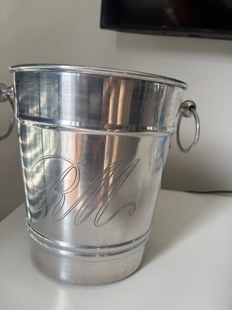 Rivièra Maison metalen champagne/wijnkoeler 'RM', Ophalen, Zo goed als nieuw, Zilver, Metaal