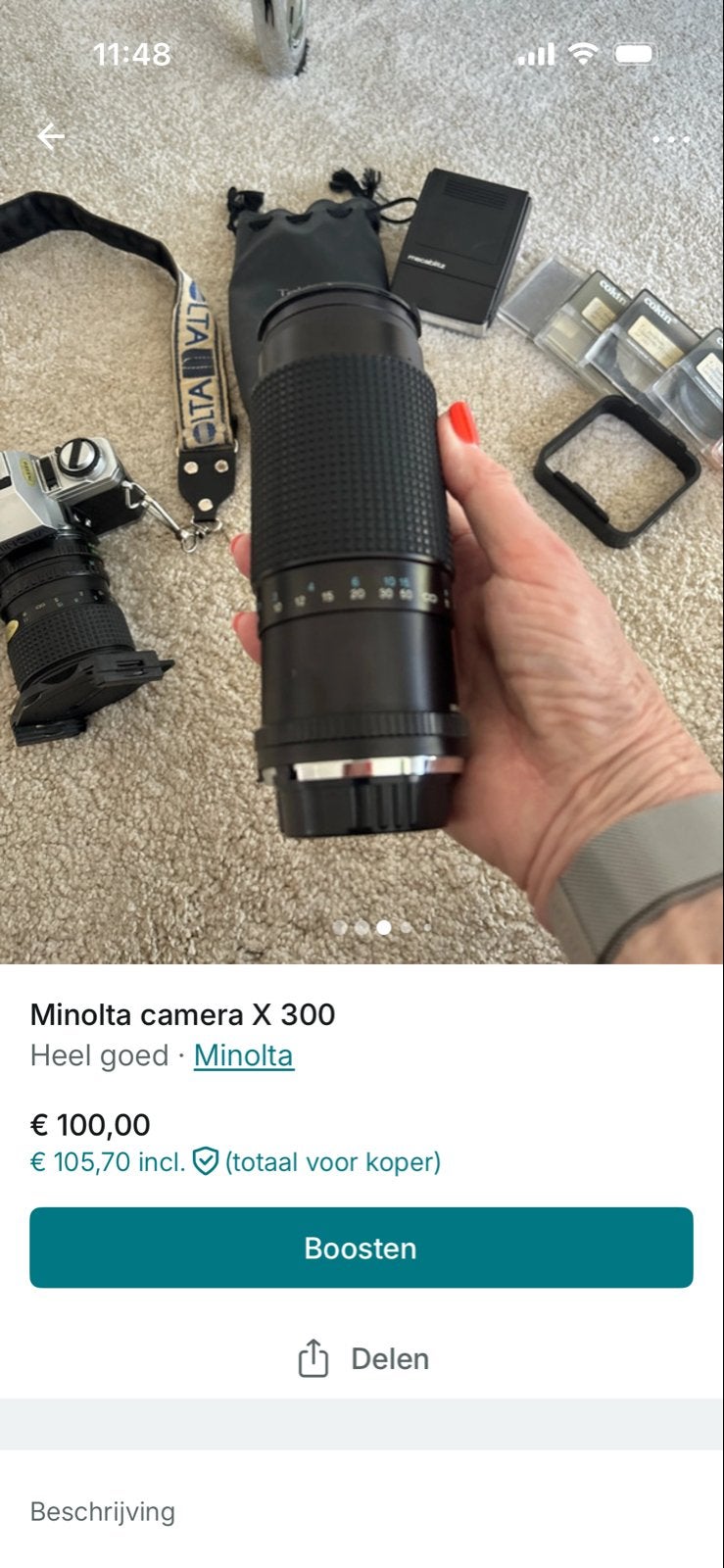 Minolta Camera X 300 met Tokina lens en accessoires, Ophalen of Verzenden, Gebruikt, Spiegelreflex, Minolta