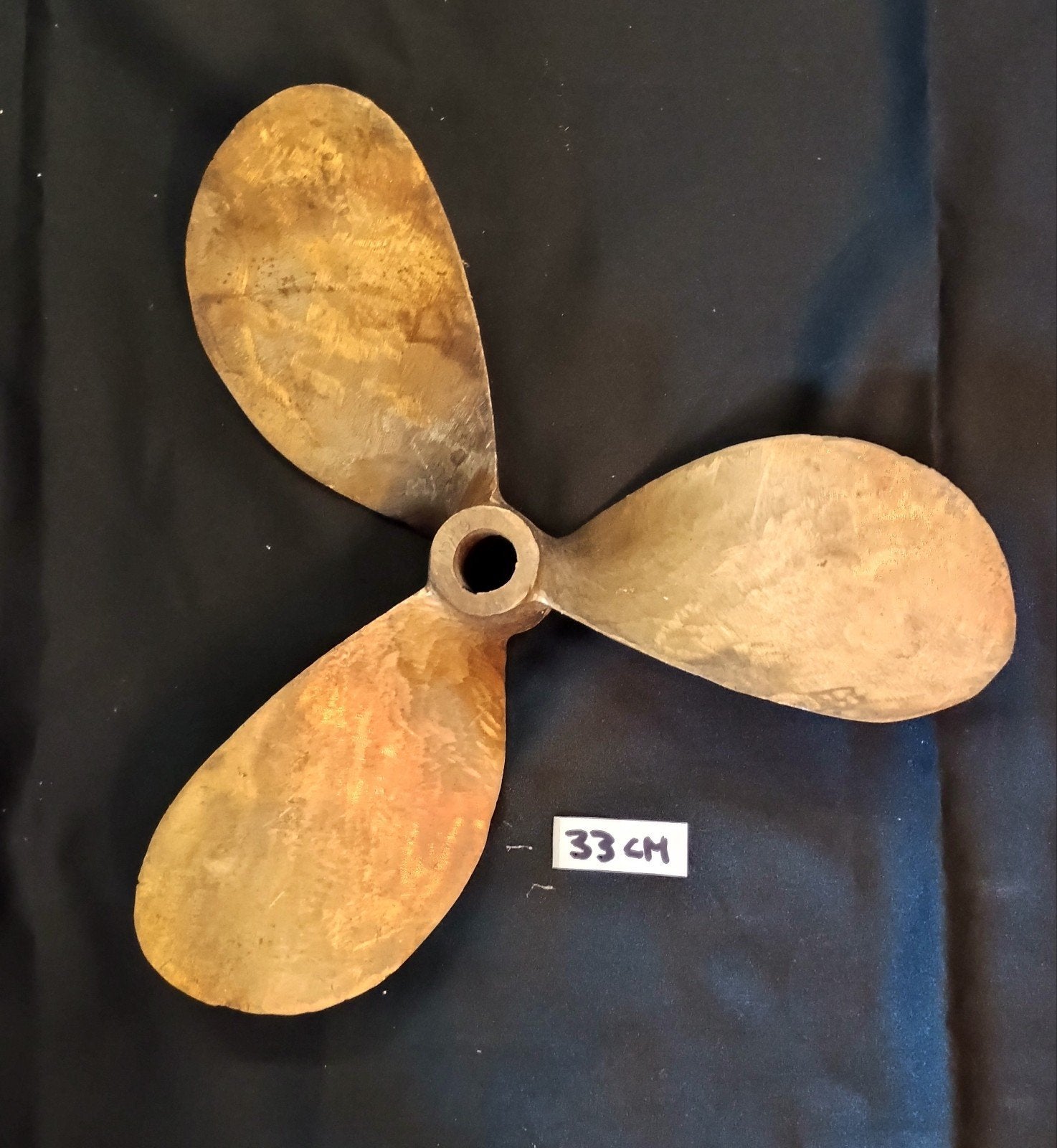Bronzen scheepsschroef 33 cm met taps gat, Ophalen of Verzenden