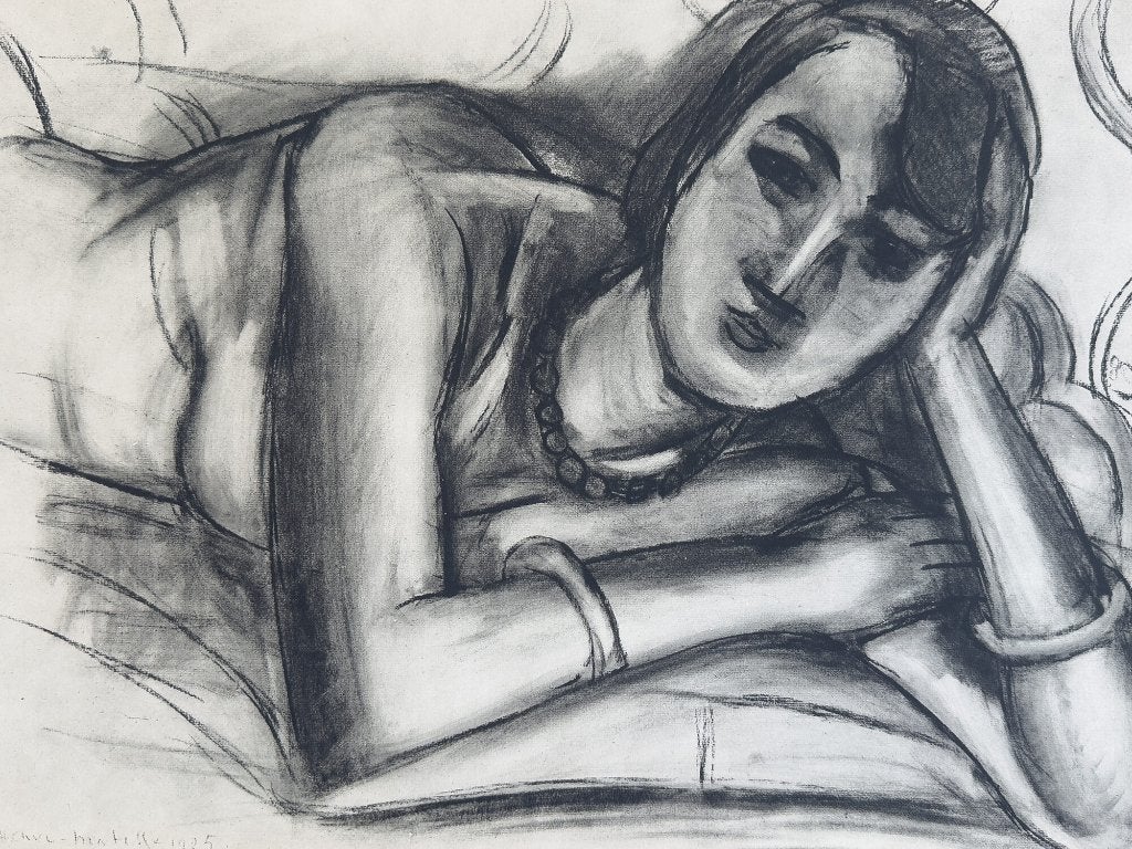 Matisse - Liggende vrouw met parelketting - heliogravure, 40 cm, Portret, 50 cm, Ophalen of Verzenden