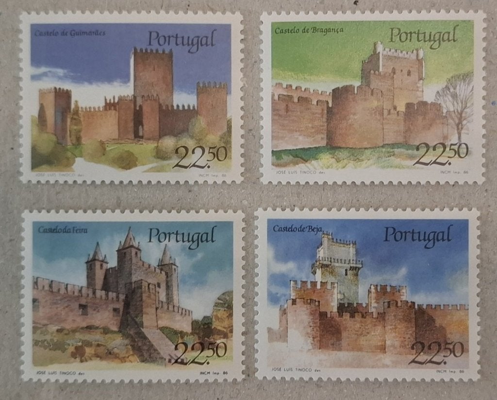 1986 Portugal Postage stamps Castle buildings, Verzenden, Postfris, Plaats of Gebouw