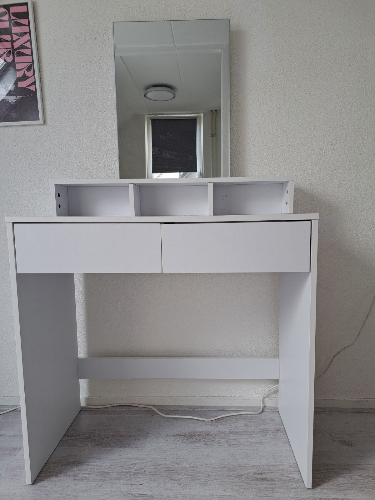 Kaptafel met spiegel en lades zgan, 100 tot 150 cm, Zo goed als nieuw, Hout, 50 tot 100 cm
