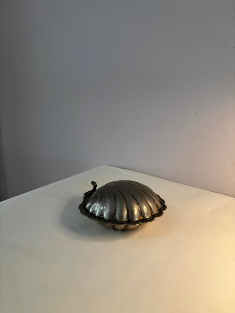 Vintage verzilverd schelpdoosje, *, Overige materialen, Gebruikt, Verzenden