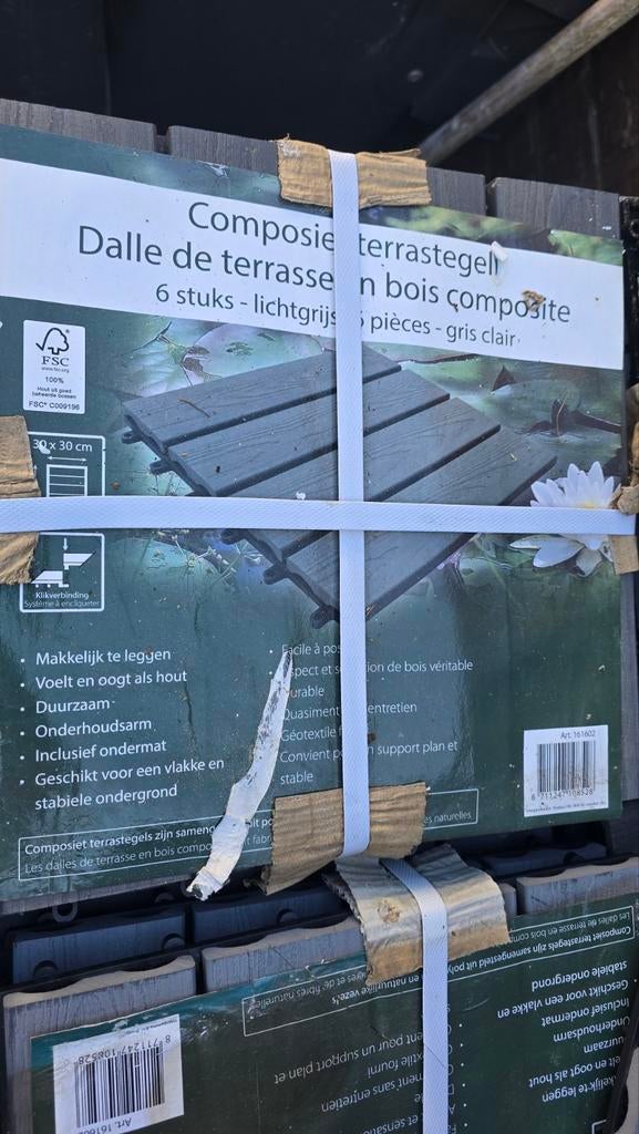 90 pakken composiet kliktegels, 48m2, lichtgrijs, Ophalen