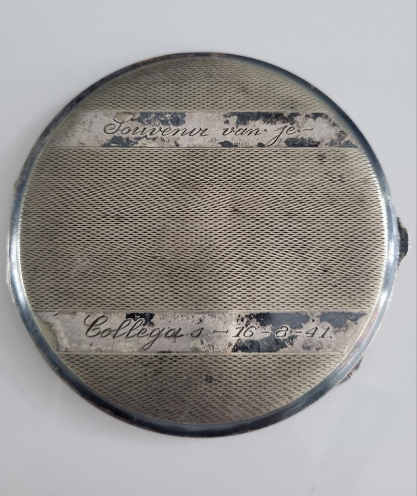 Te koop vintage verzilverde poederdoos 1941, Antiek en Kunst, Ophalen of Verzenden