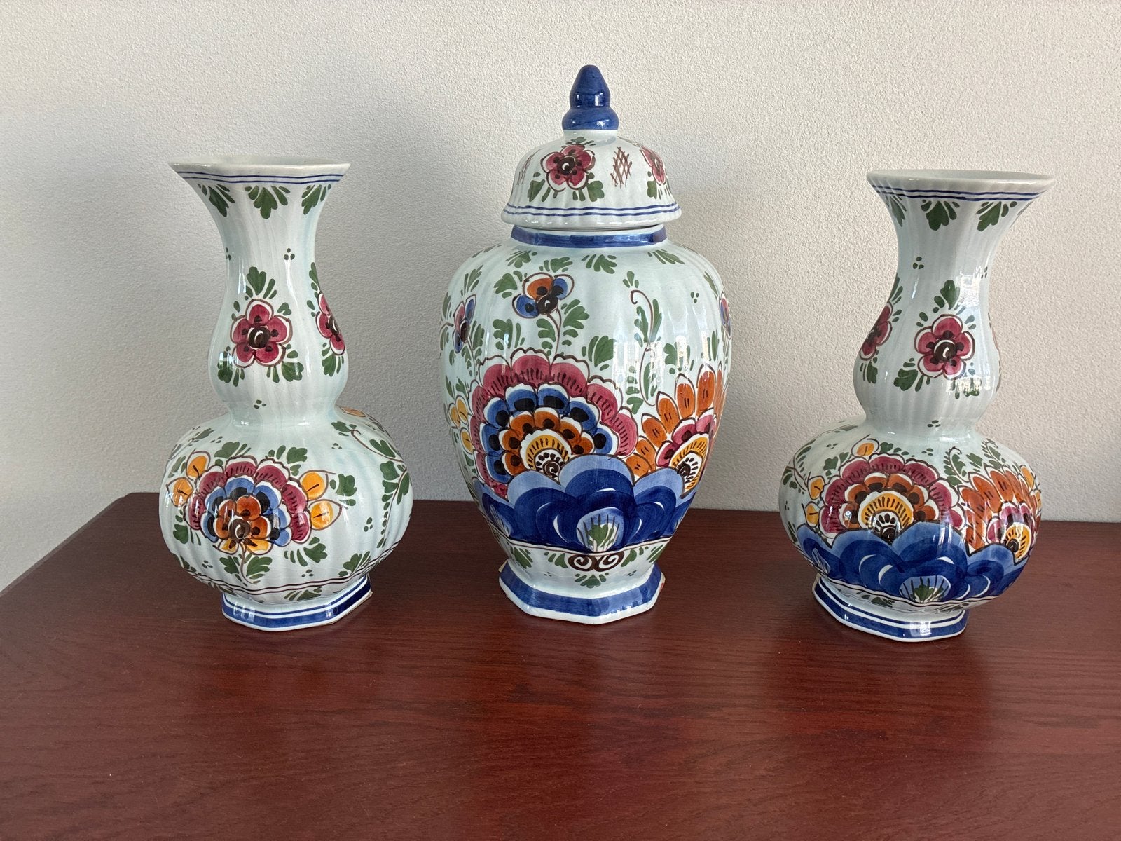 Prachtig Delfts Blauw Bloemenvaas en Pot Set, Ophalen