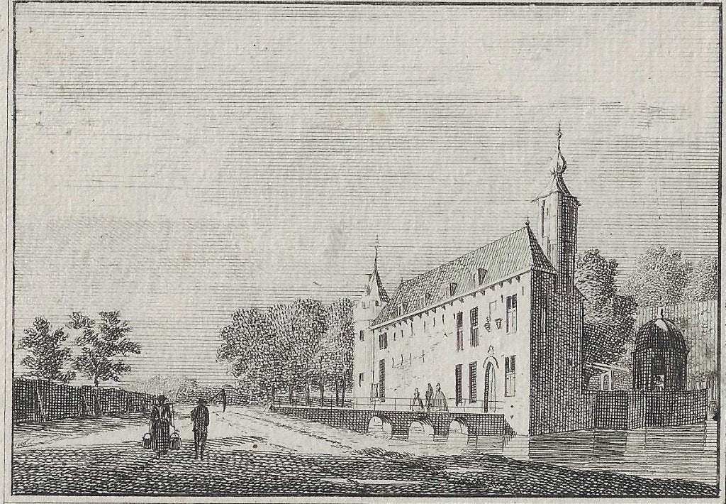 Het Kasteel te Wester-Souburg 1743 Kopergravure St.Aldegonde, Ophalen of Verzenden, Gravure, 7 cm, 10 cm