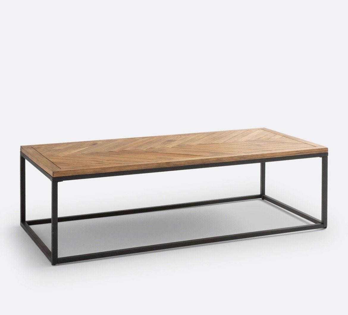 Salontafel Nottingham, massief grenen, visgraatpatroon, Ophalen, Gebruikt, 100 tot 150 cm, 50 tot 100 cm