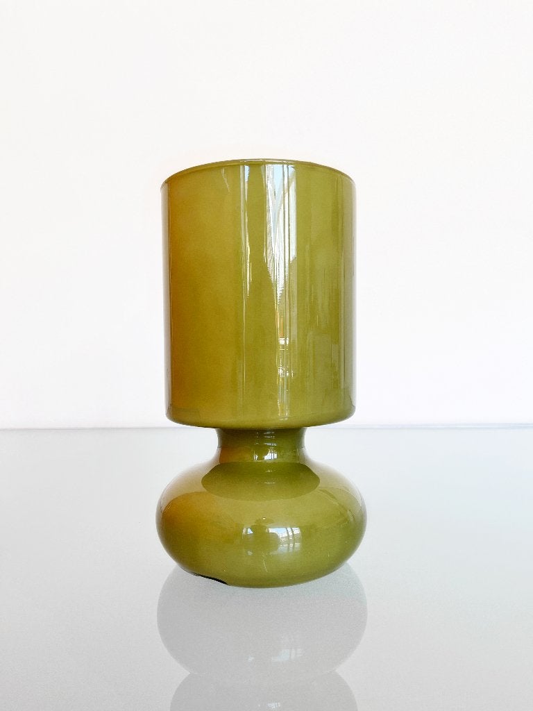 Vintage IKEA mosgroene Lykta tafellamp, Ophalen of Verzenden, Zo goed als nieuw, Glas
