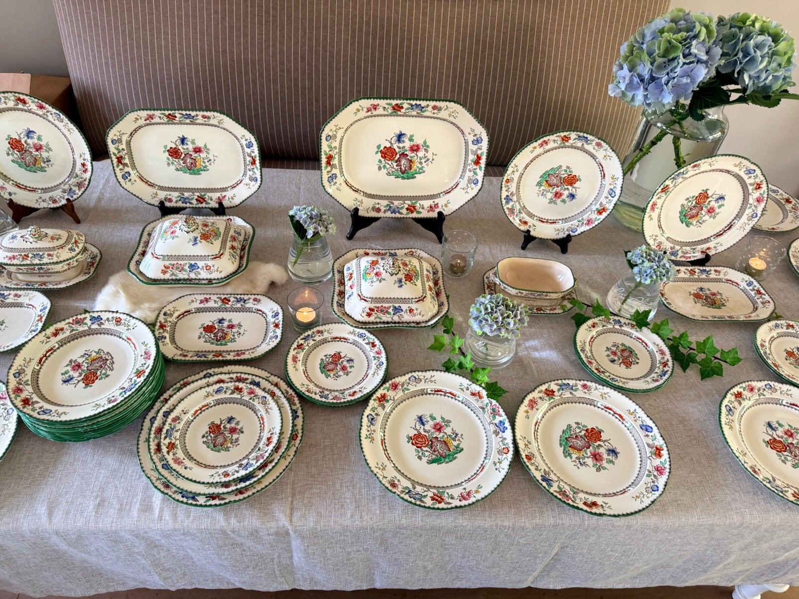 Spode Chinese Rose compl antiek servies 12 pers izgst, Antiek en Kunst, Antiek | Servies compleet, Ophalen