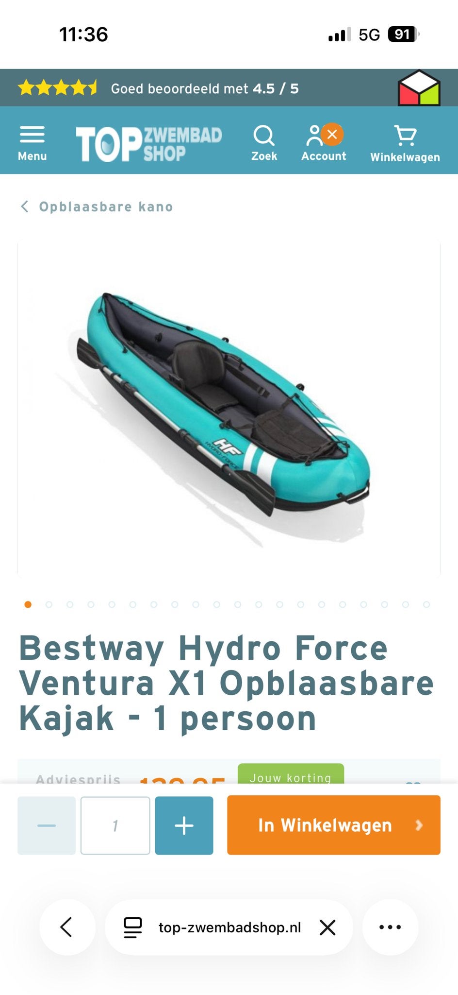 Nette Hydro Force Ventura X1 Opblaasbare Kajak 1-persoons, Ophalen of Verzenden, Opblaasbaar, Nieuw, 1-persoons