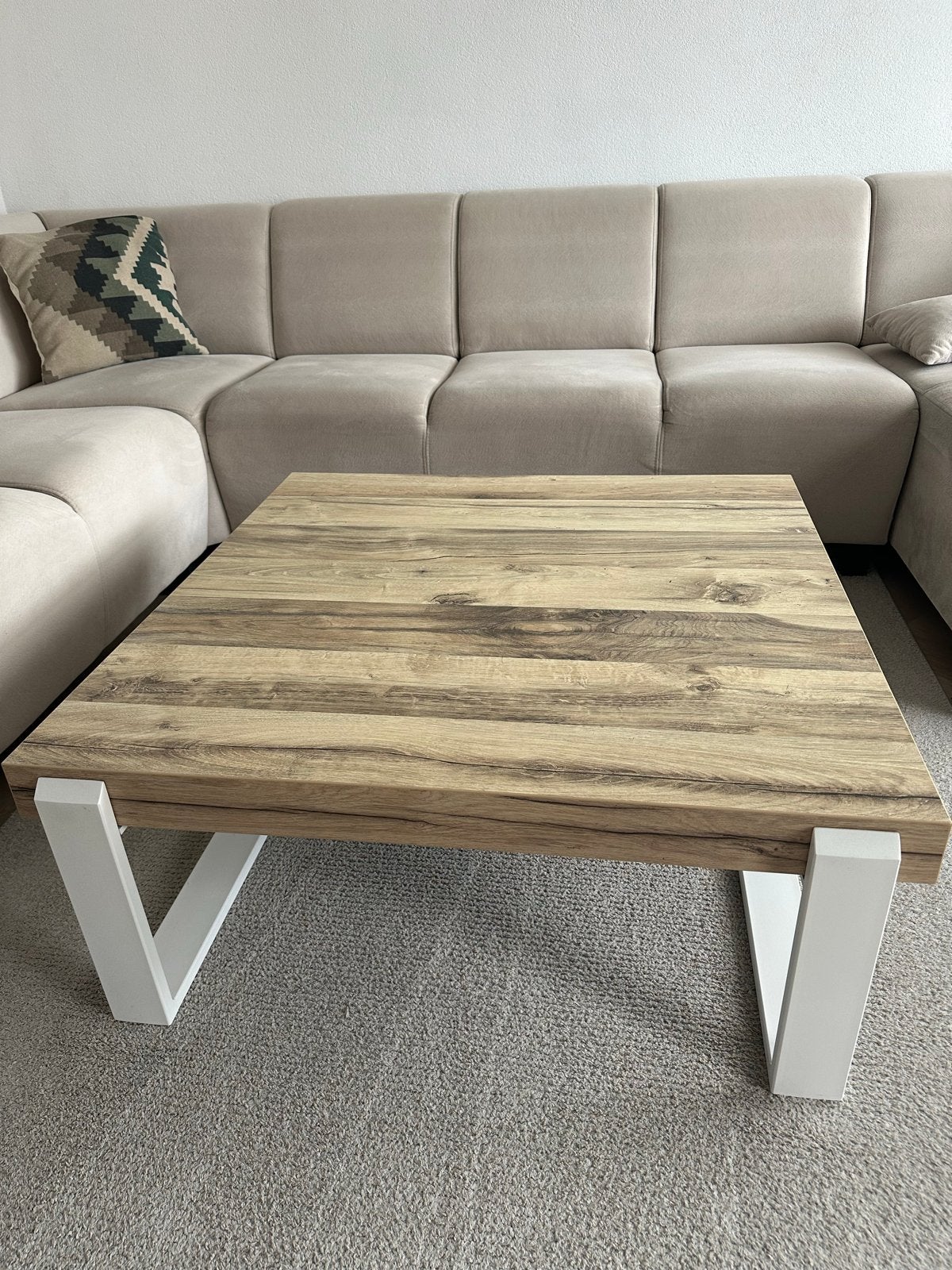 MOET WEGG!! Houten Salontafel L100 B100 H40, Ophalen, Gebruikt, 100 tot 150 cm, Vierkant