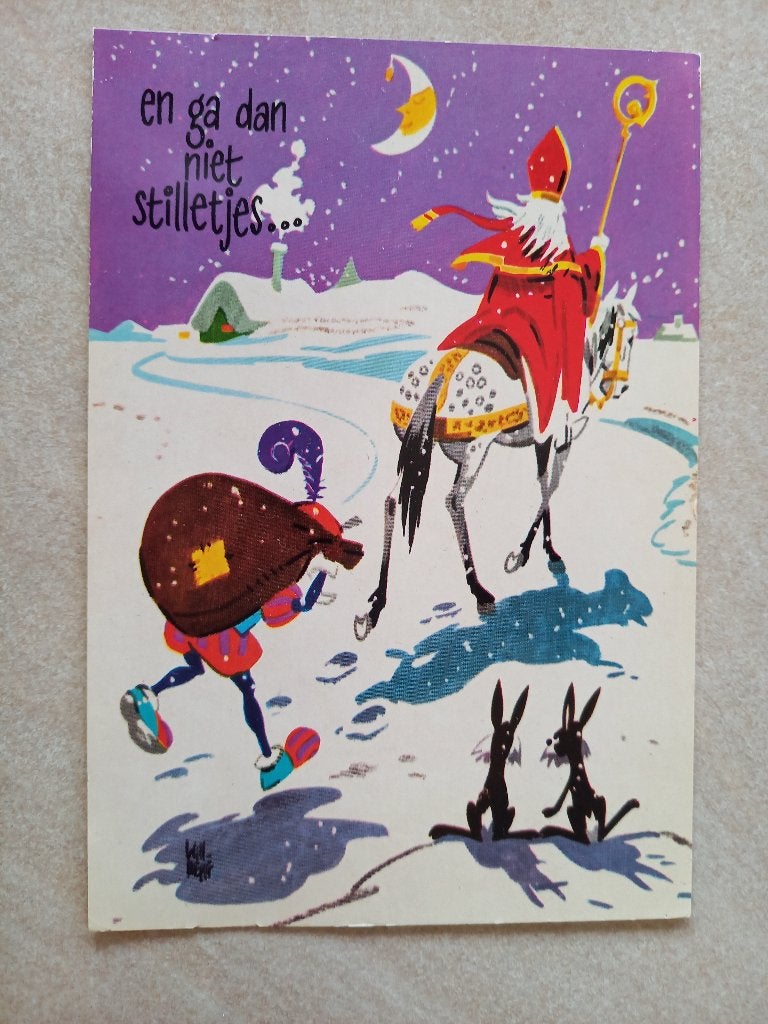 Sinterklaas - Sint Nicolaas ansichtkaart 03, Verzamelen, Ansichtkaarten | Themakaarten, Verzenden, 1960 tot 1980, Gelopen, Feest(dag)