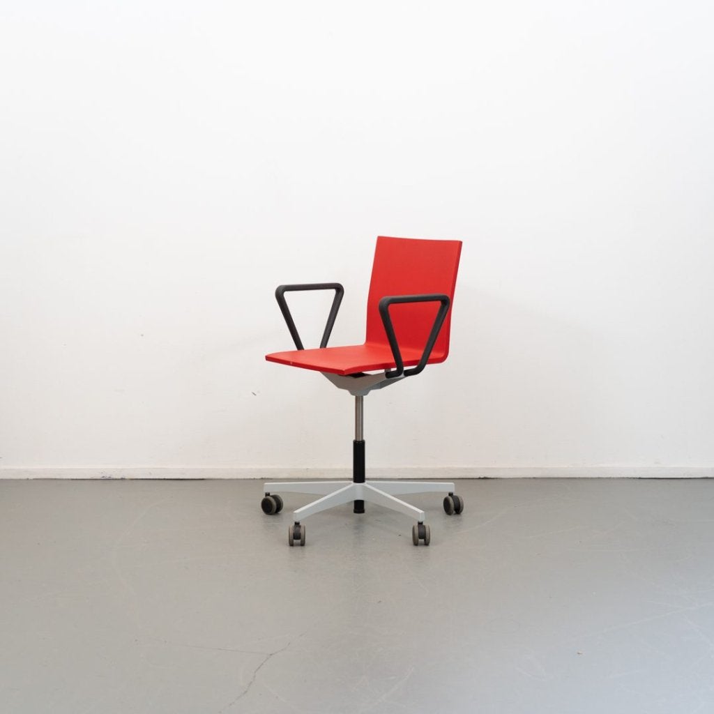 Vitra .04 Bureaustoel Rood Kunststof - Gepoedercoat Zilver, Huis en Inrichting, Niet ingevuld, Zo goed als nieuw, Grijs, Vitra