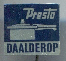 Presto Daalderop snelkookpan blik speldje ( W_391a), Ophalen of Verzenden, Zo goed als nieuw, Merk, Speldje of Pin