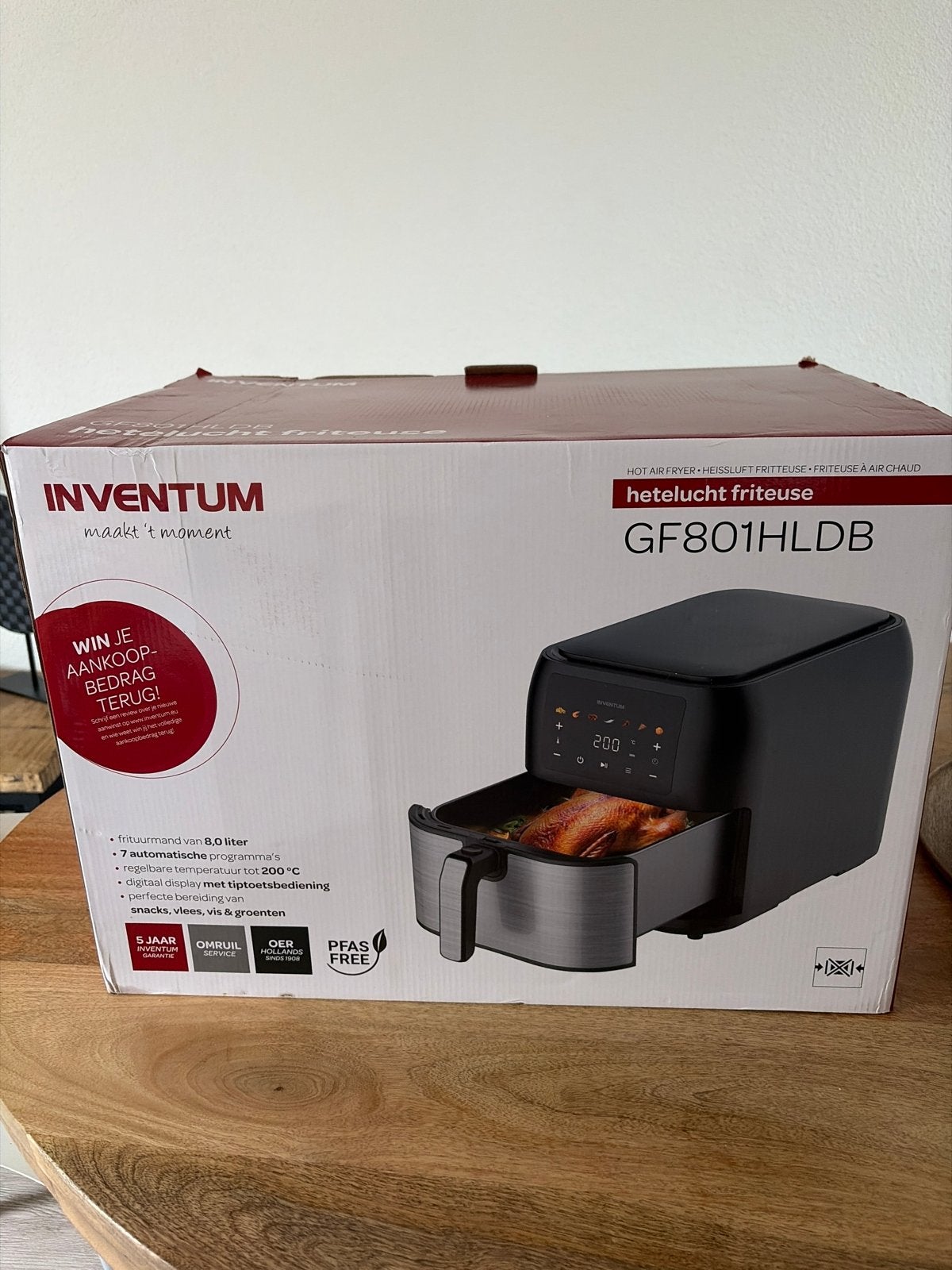 Inventum Hetelucht Friteuse GF801HLDB - Nieuw in doos, 4 liter of meer, Ophalen, Nieuw