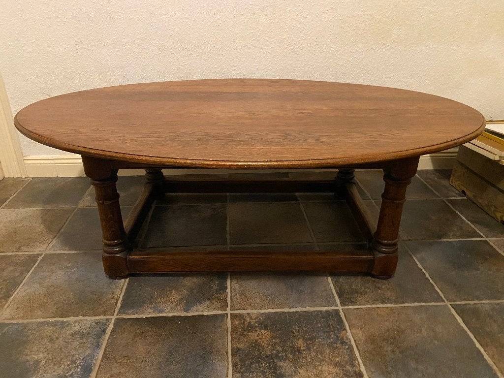 Kersenhout ovale salontafel met bijpassende bijzettafel, Huis en Inrichting, Tafels | Salontafels, Ophalen, Gebruikt, 100 tot 150 cm