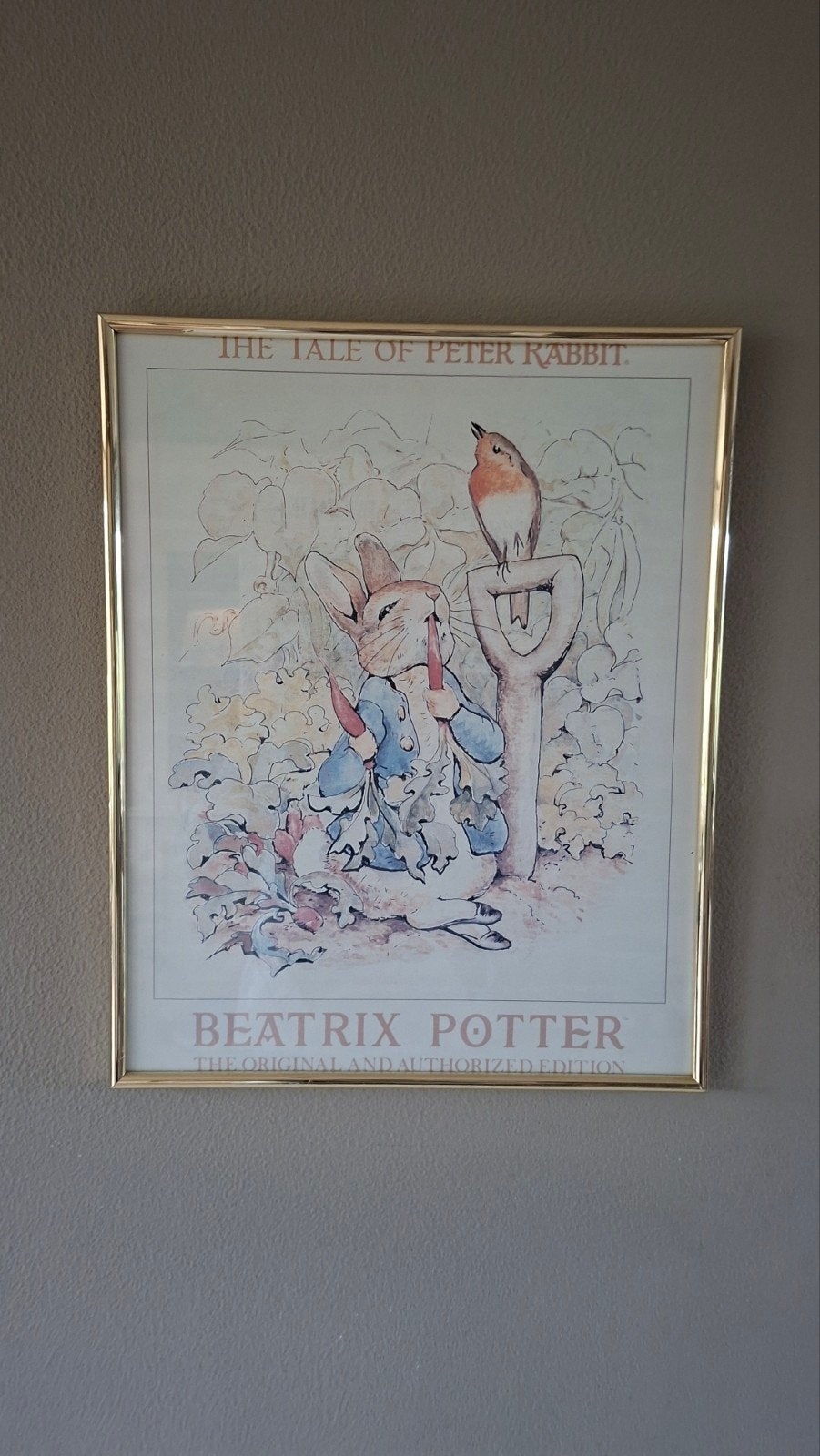 Vintage Beatrix Potter Poster - Pieter Konijn in Moestuin, 50 – 75, Gebruikt, Oorspronkelijke maker, Ophalen of Verzenden