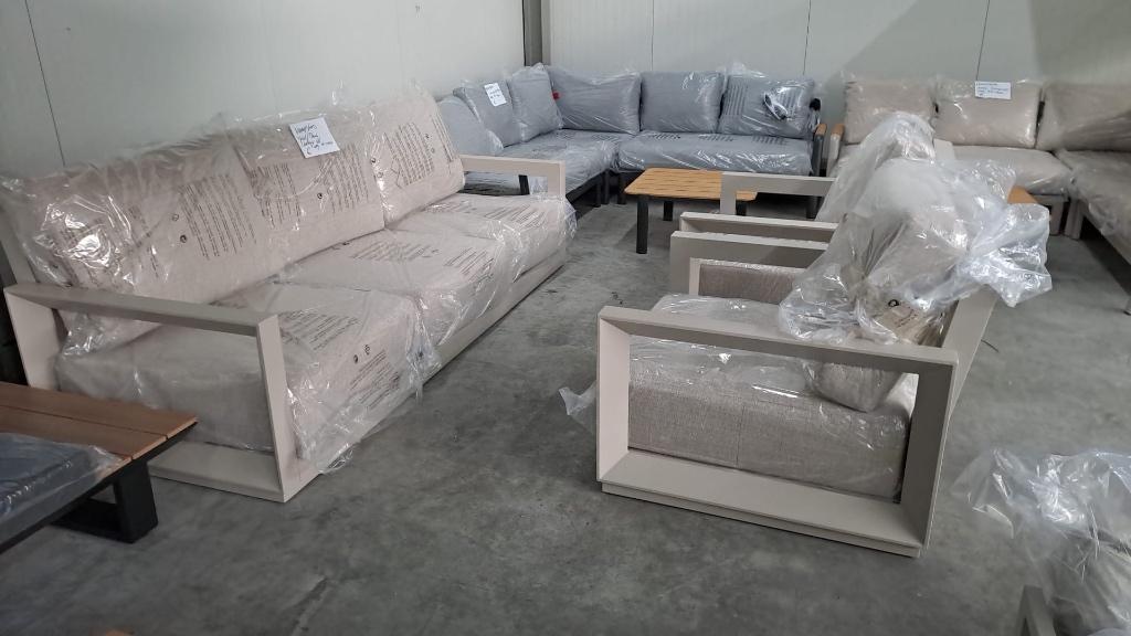 NIEUW: Kaapstad stoel-bank loungeset 3-delig beige, Ophalen, 5 zitplaatsen, Aston Martinlaan 36, Info@tuinmeubelwereld.nl