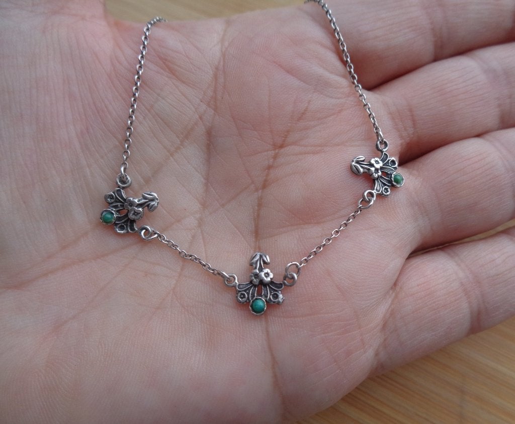 zilveren ketting met kleine bloem hangertjes [740], Met hanger, Verzenden, Zo goed als nieuw, Zilver