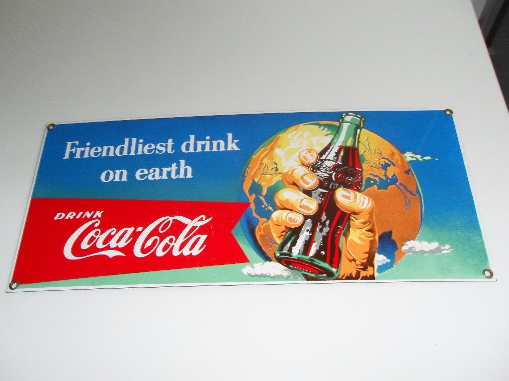 REKLAME BORD emaille Coca Cola 1993, Ophalen of Verzenden, Zo goed als nieuw, Reclamebord