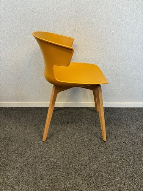 Stoelen Cove Quadrifoglio Italie, houten poten - geel 8x vr, Gebruikt, Overige kleuren, Niet ingevuld, Ophalen of Verzenden