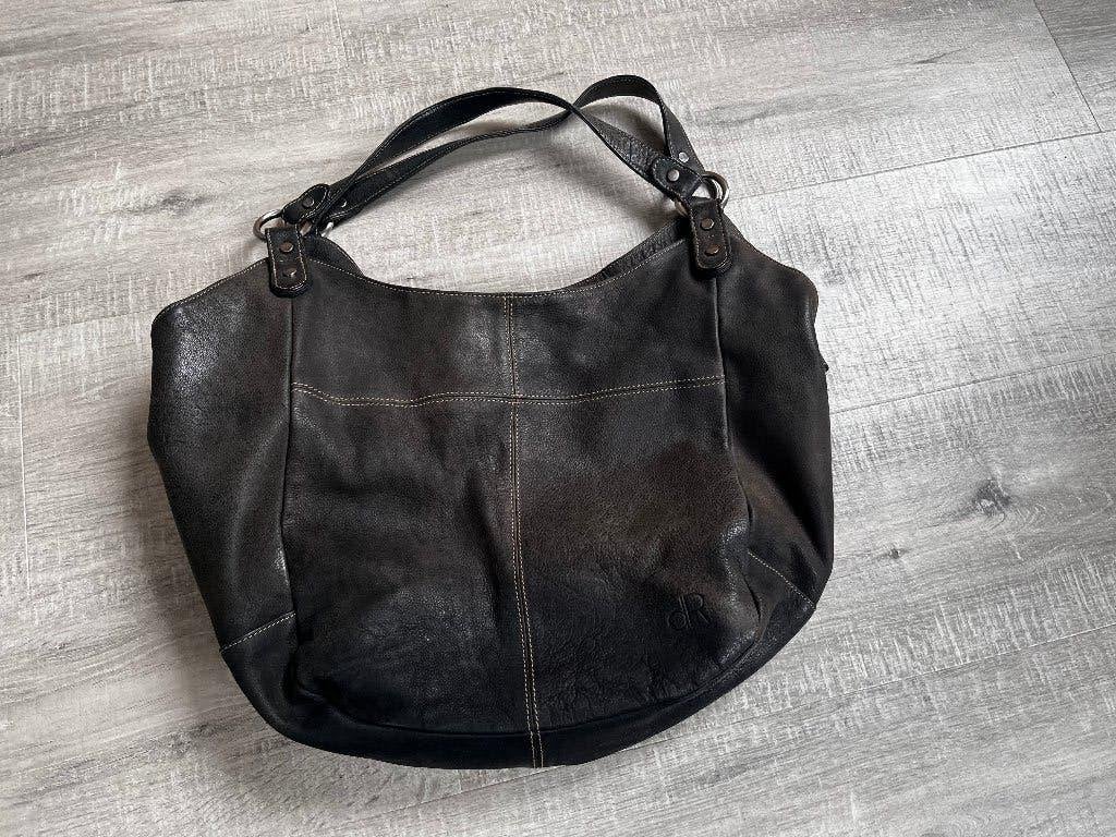 De Rooy DR Werktas tas antraciet bruin grijs 42x30 leer, Ophalen of Verzenden, Gebruikt, Grijs, Handtas