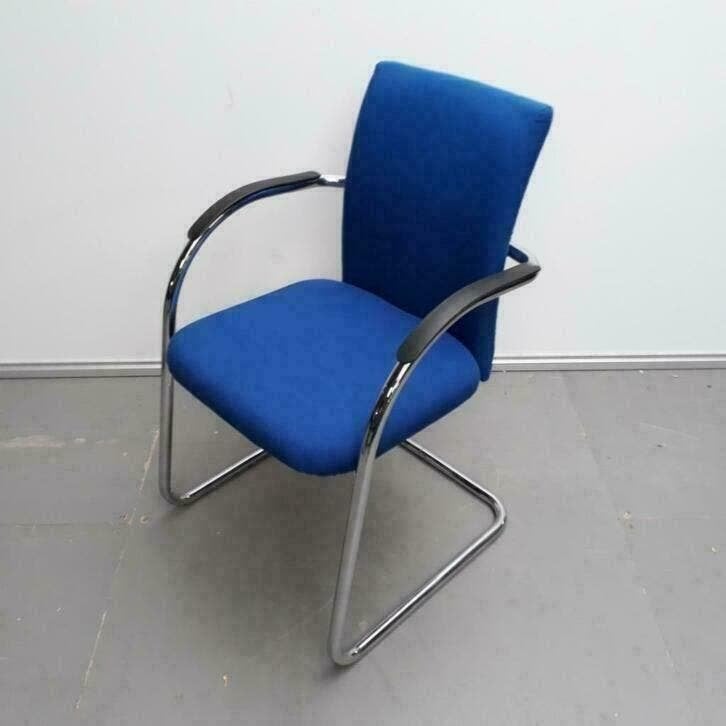 Set 2x Klöber vergaderstoelen met blauwe stof, Ophalen, Gebruikt, Blauw, Stof