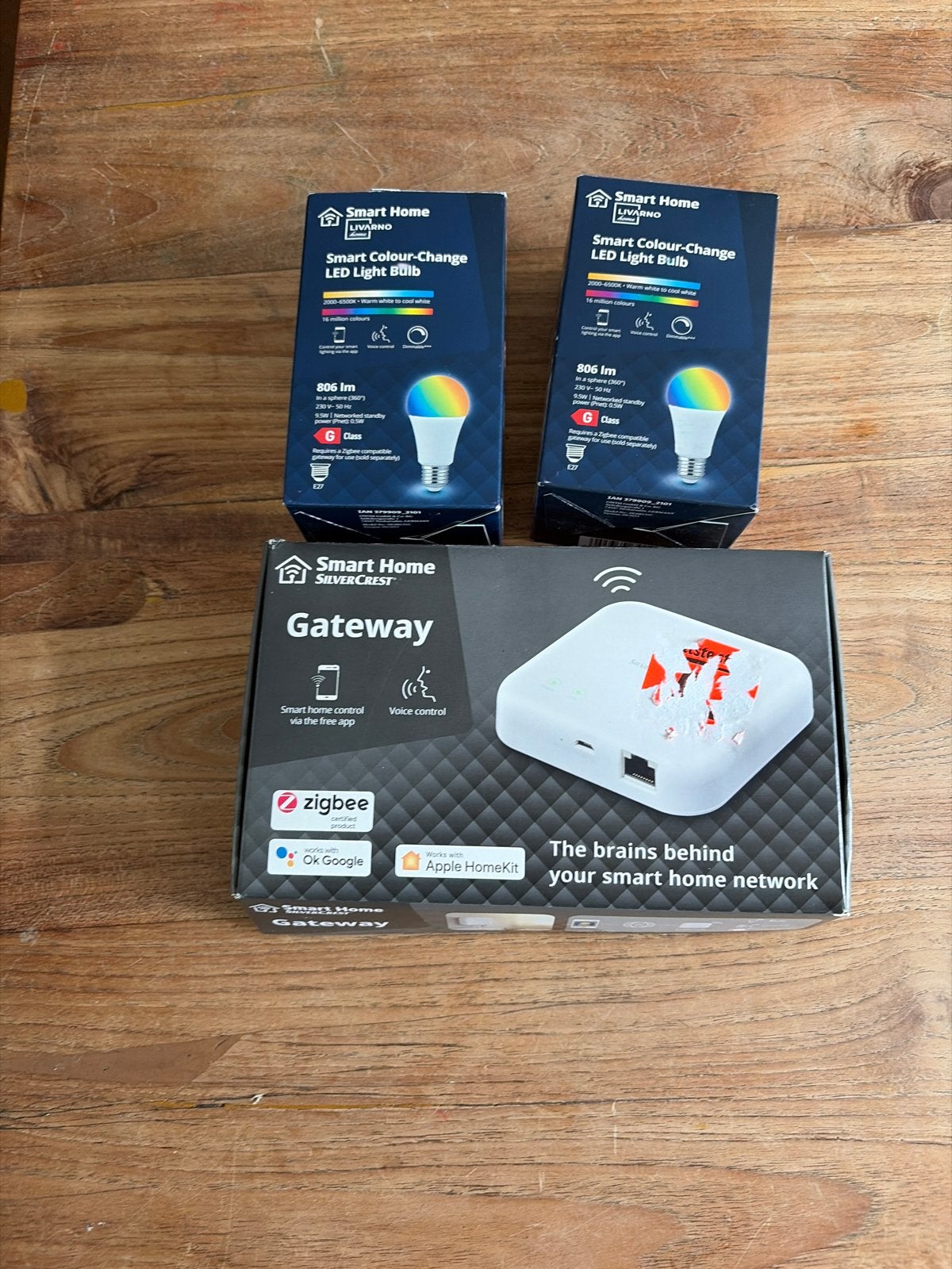 Smart Home Set: Gateway & 2 Kleurveranderende LED Lampen, Ophalen, Nieuw