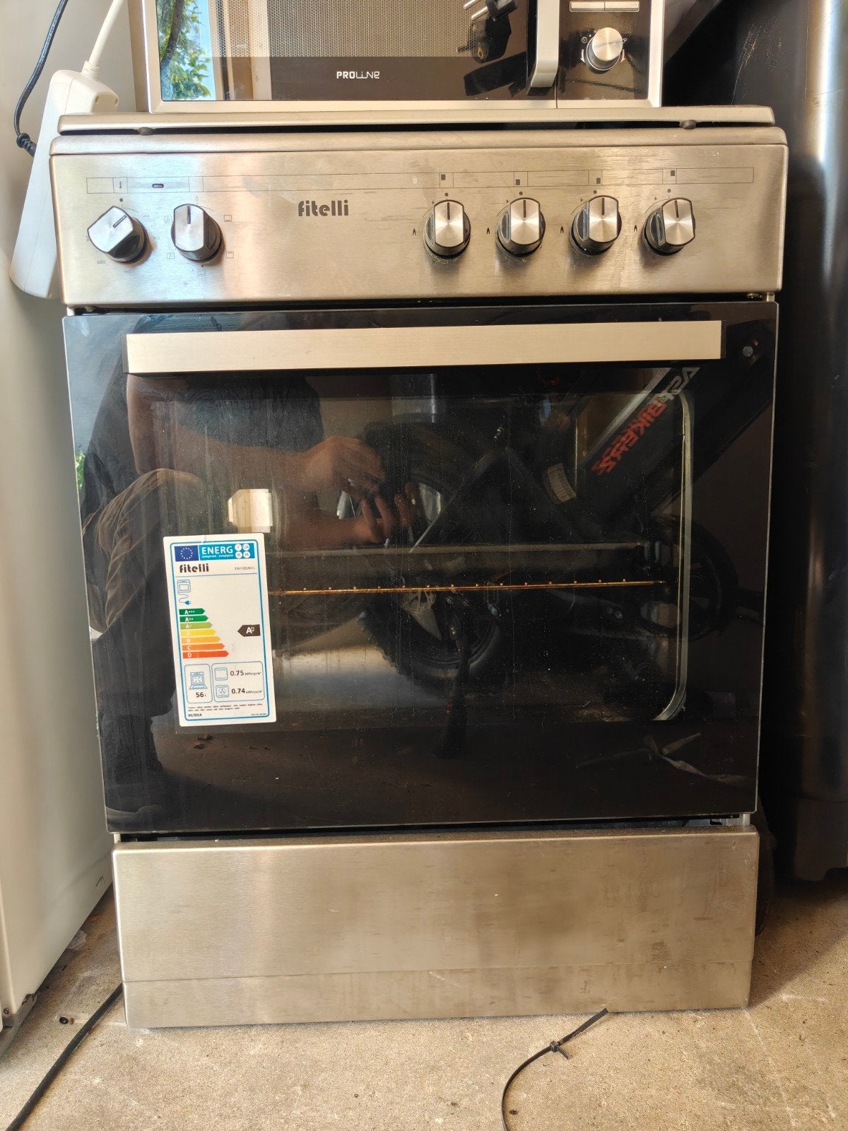 Fitelli Vrijstaand Gasfornuis RVS met Energieklasse A Oven, Ophalen, Gebruikt, 60 cm of meer, 4 kookzones