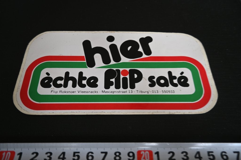sticker Tilburg FLIP ROCKSNOER Vleessnacks èchte FLIP saté, Verzamelen, Ophalen of Verzenden, Zo goed als nieuw