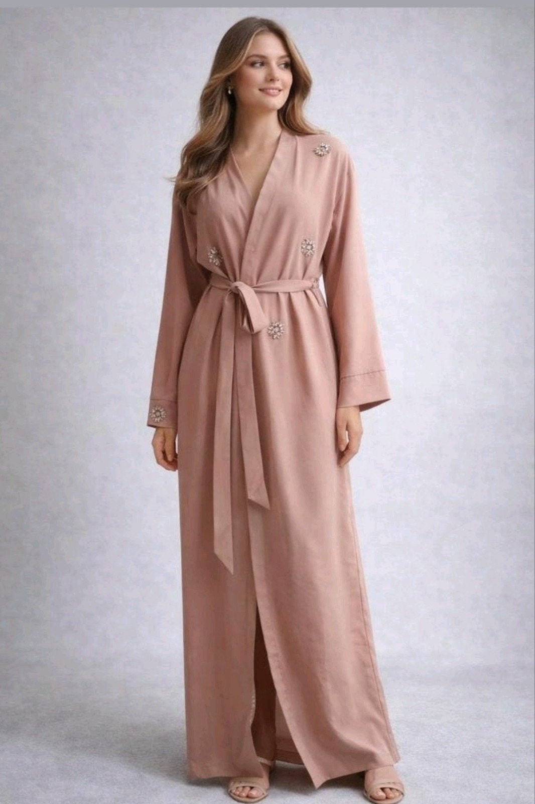 Elegante oudroze maxi jurk met steentjes – maat S/M, Maat 38/40 (M), Galajurk, Ophalen of Verzenden, Zo goed als nieuw