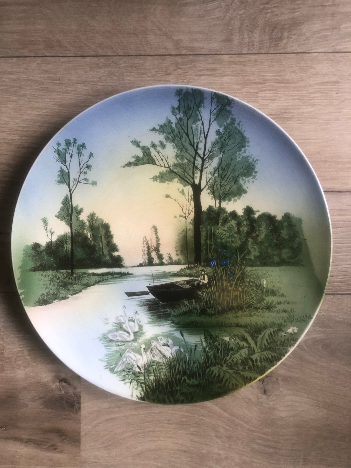 Villeroy & Boch Wallerfangen wandbord landschap+ en zwanen, Ophalen of Verzenden