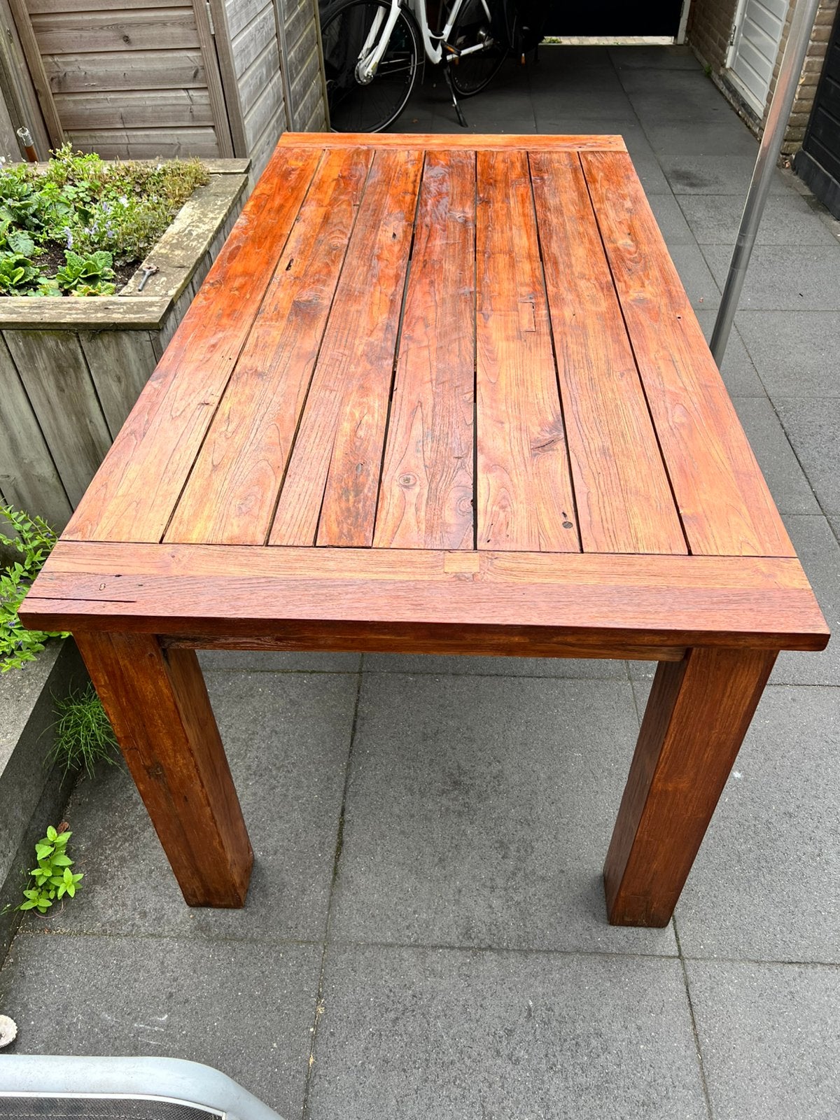 Teak houten buitentafel, Ophalen, Zo goed als nieuw, Rechthoekig, Teakhout