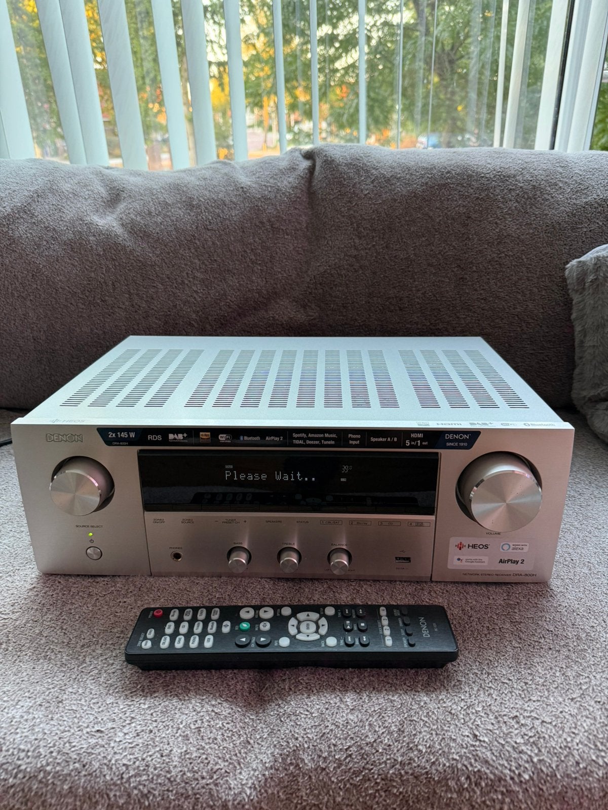 Nieuwstaat Denon DRA-800H receiver DAB+ HEOS app, Denon, Ophalen of Verzenden, Zo goed als nieuw, 120 watt of meer