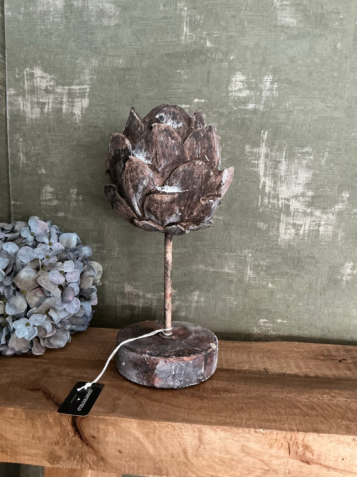 Decoratieve Artisjok op Voet - Bruin/Grijs, Vintage, Overige materialen, Nieuw, Ophalen of Verzenden