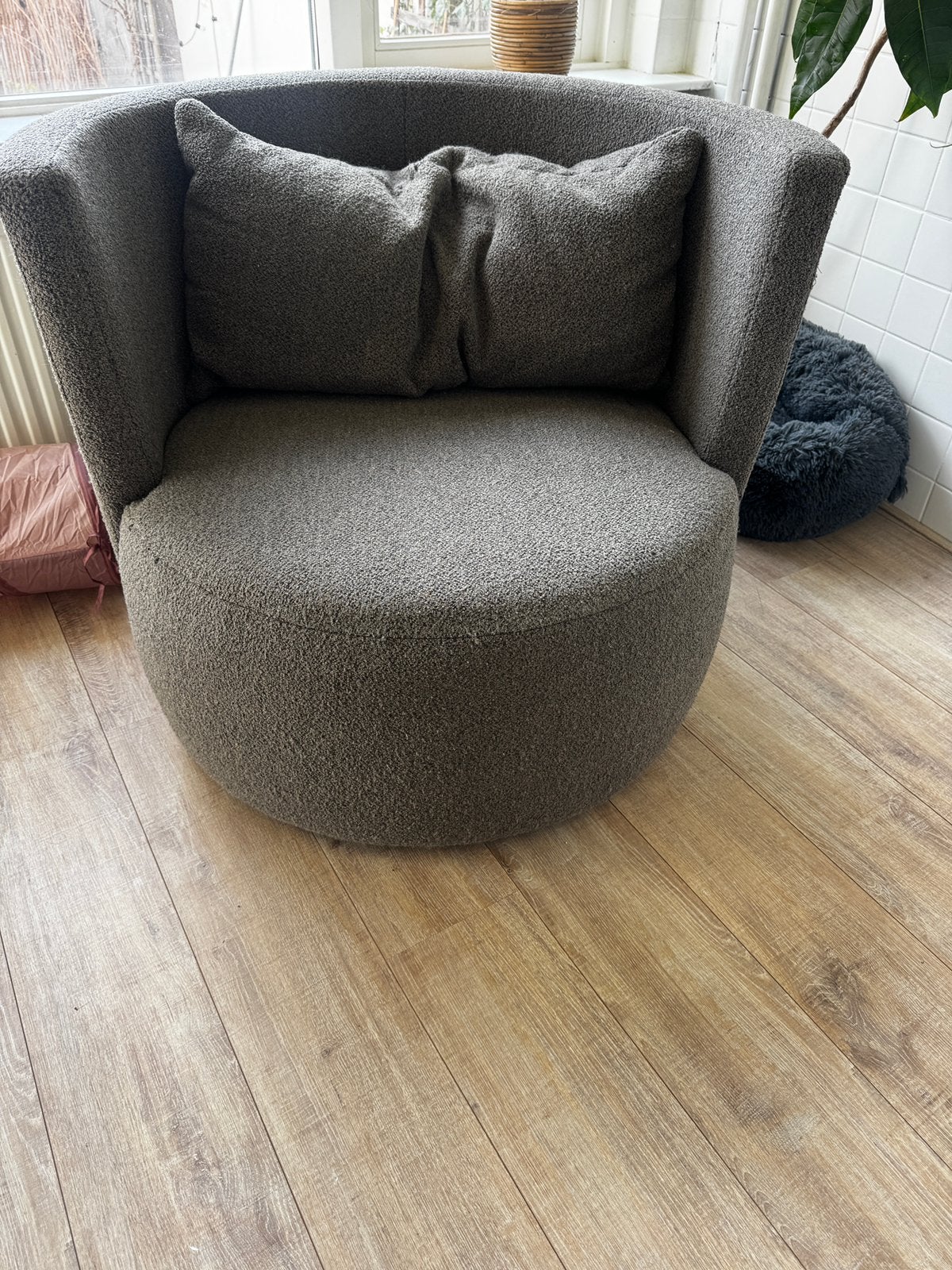 Explore fauteuil bouclé staalgrijs VT Wonen, Ophalen, Eenpersoons, 75 tot 100 cm, Zo goed als nieuw