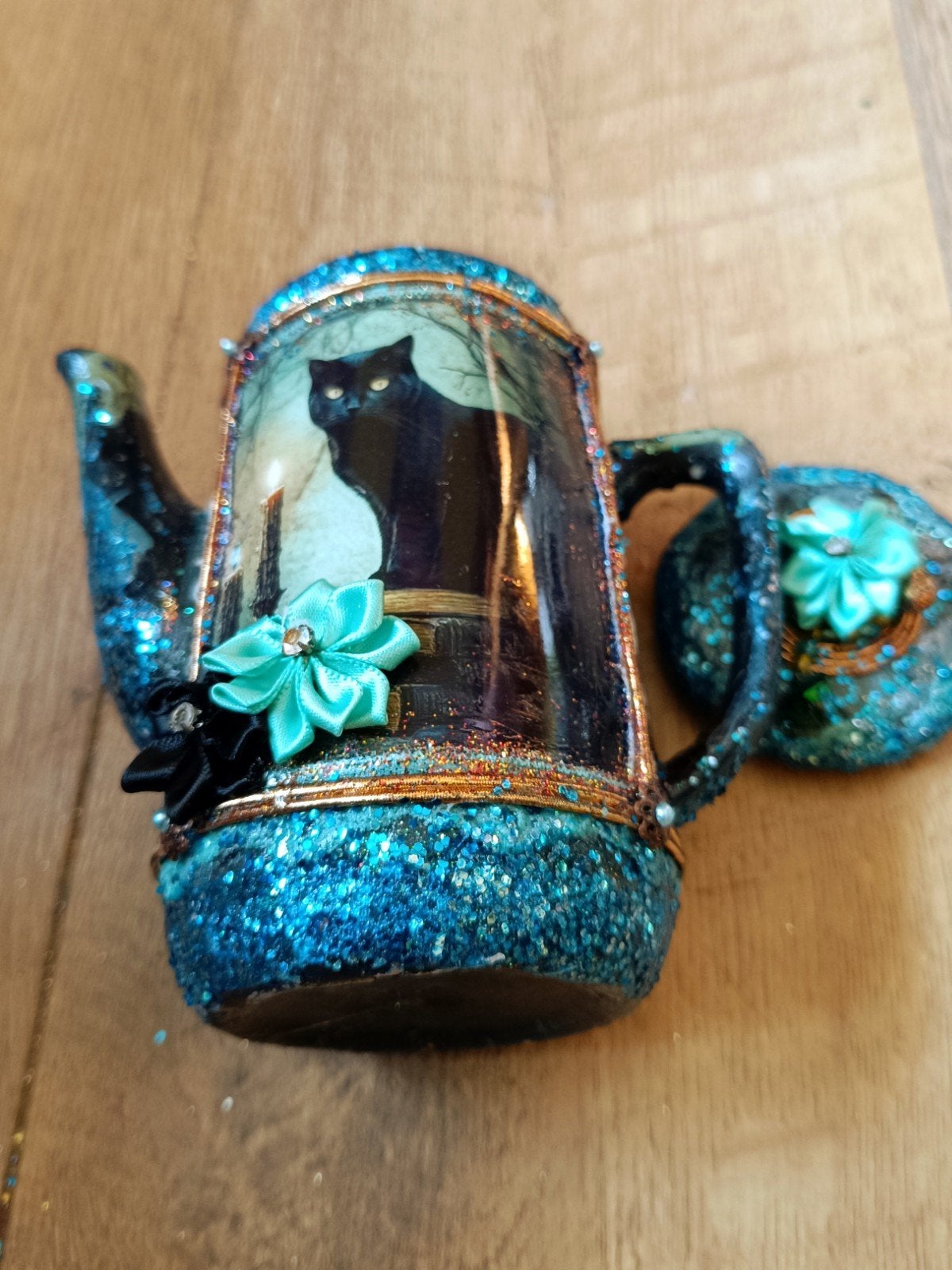 Black Cat - Deco - Thee kannetje, Ophalen of Verzenden, Nieuw, Rechthoekig, Overige materialen