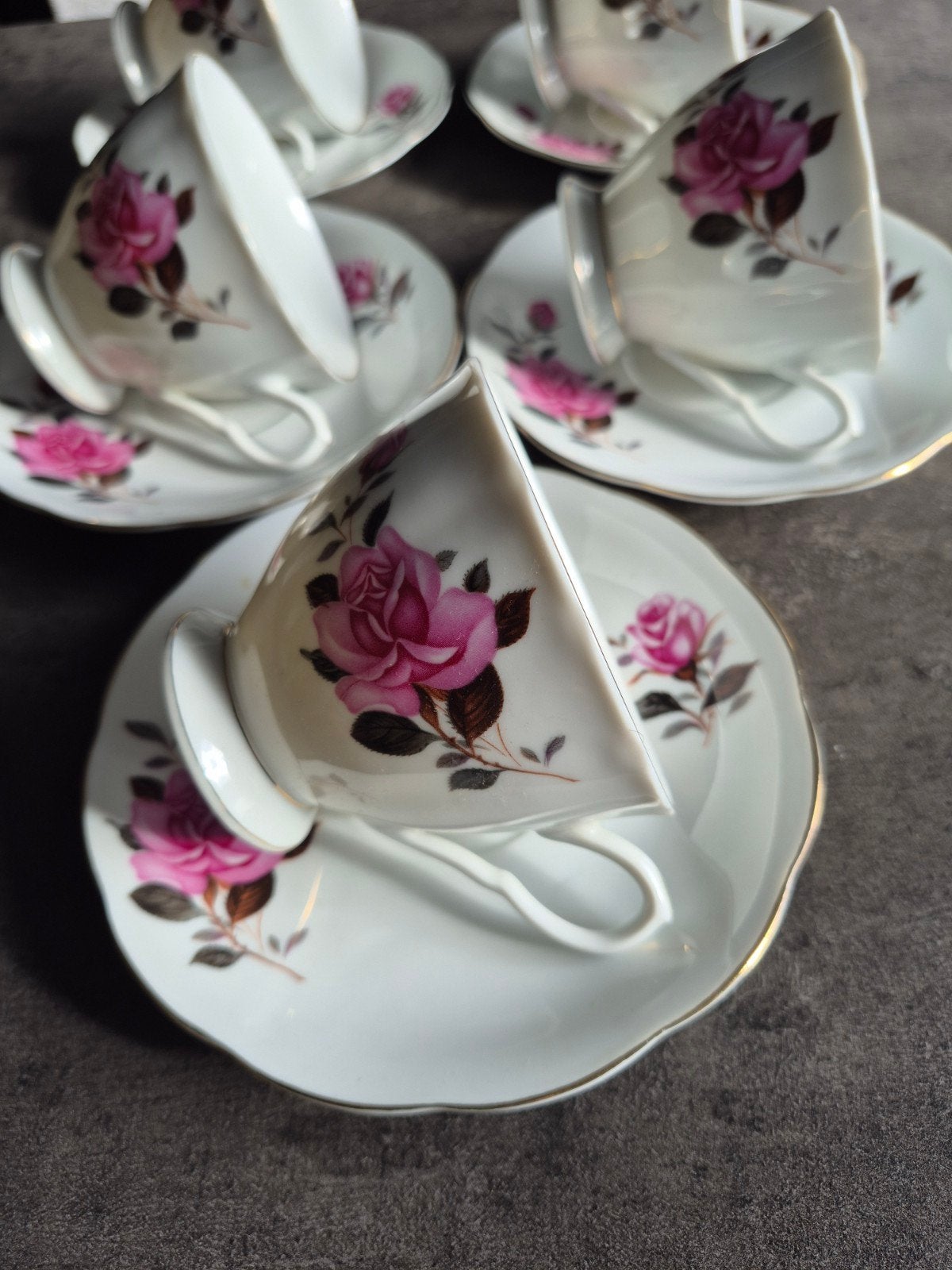 Vintage Chinese porseleinen theeservies met rozen 70 jaren, Ophalen