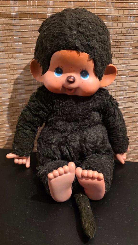 Vintage Monchhichi Aapje Knuffel - Zwart, Ophalen of Verzenden, Gebruikt