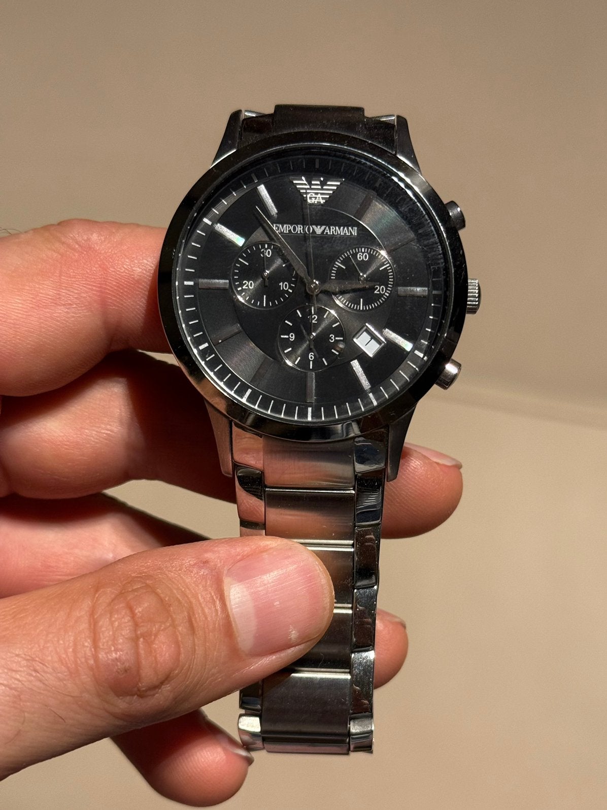 Horloge Emporio Armani AR2434, Ophalen of Verzenden, Zo goed als nieuw, Leer, Overige merken