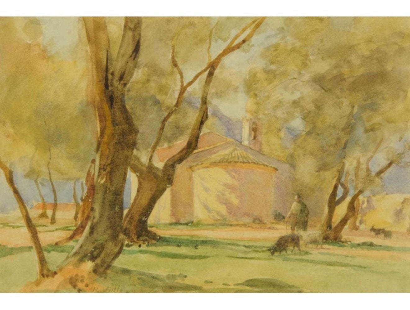 Robert Little (1854 - 1944) Watercolour schilderij uit 1881, Antiek en Kunst, Ophalen of Verzenden, Gesigneerd, Aquarel, Landschap