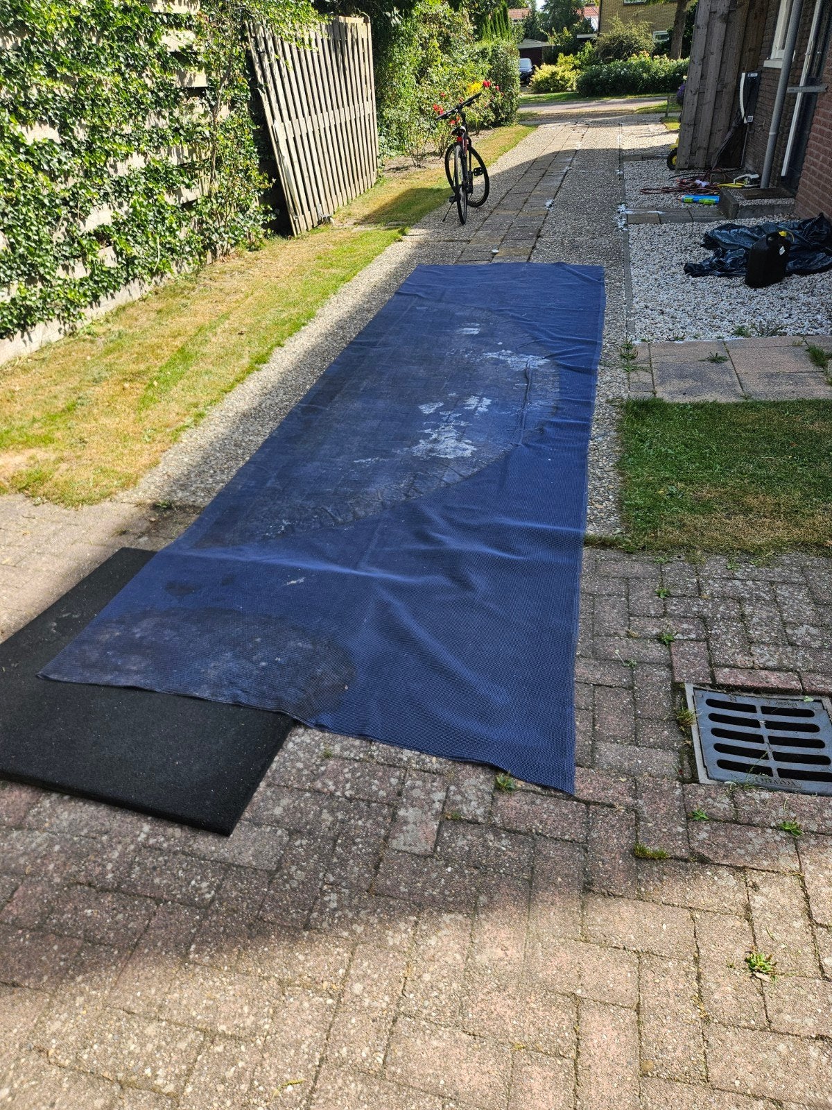 Blauw camping tapijt 300x500cm - Gebruikt onder zwembad, Ophalen of Verzenden, Zo goed als nieuw