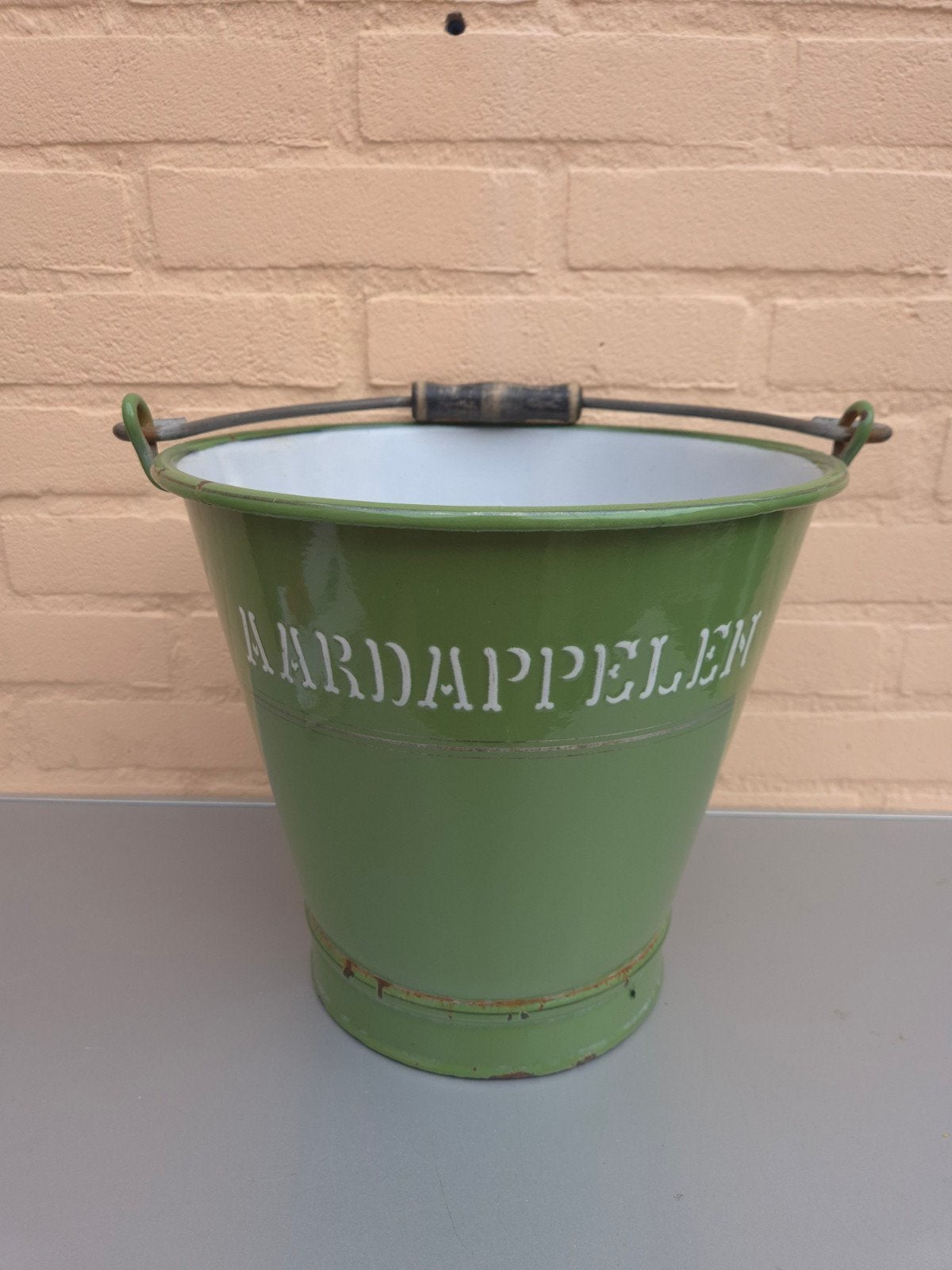 Groen emaille Aardappelen emmer., Ophalen of Verzenden
