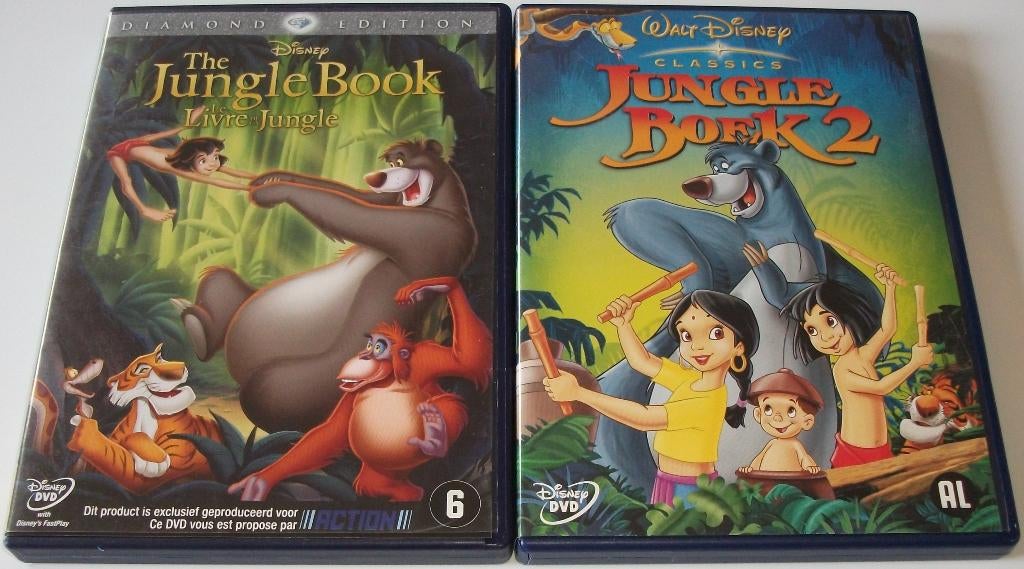 Dvd *** JUNGLE BOEK *** 2 stuks Walt Disney, Cd's en Dvd's, Dvd's | Kinderen en Jeugd, Zo goed als nieuw, Film, Avontuur, Alle leeftijden
